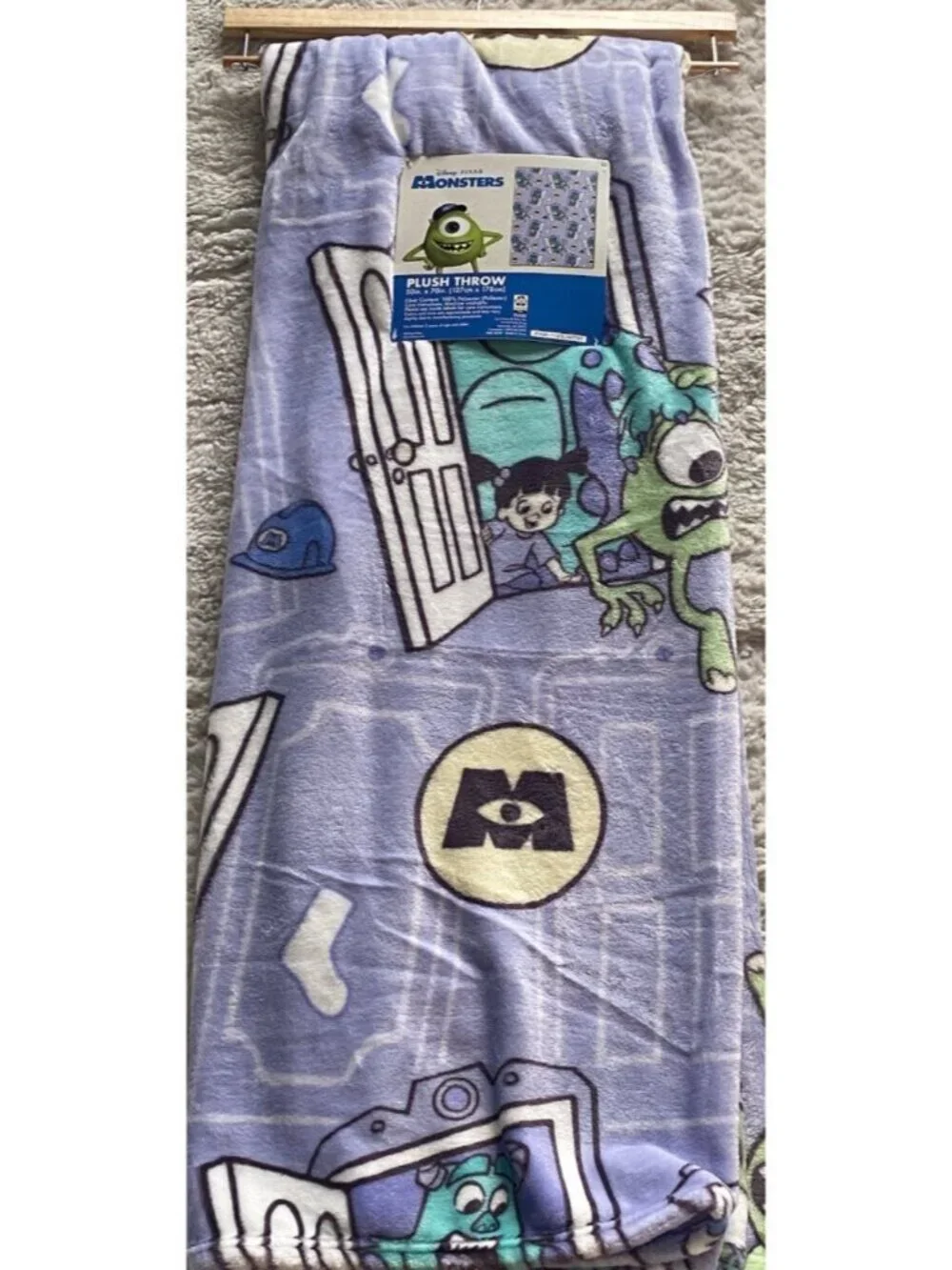Disney‎ Pixar Monsters Inc Throw Blanket 50”X 70” Sully Mike Boo VIRAL NEW